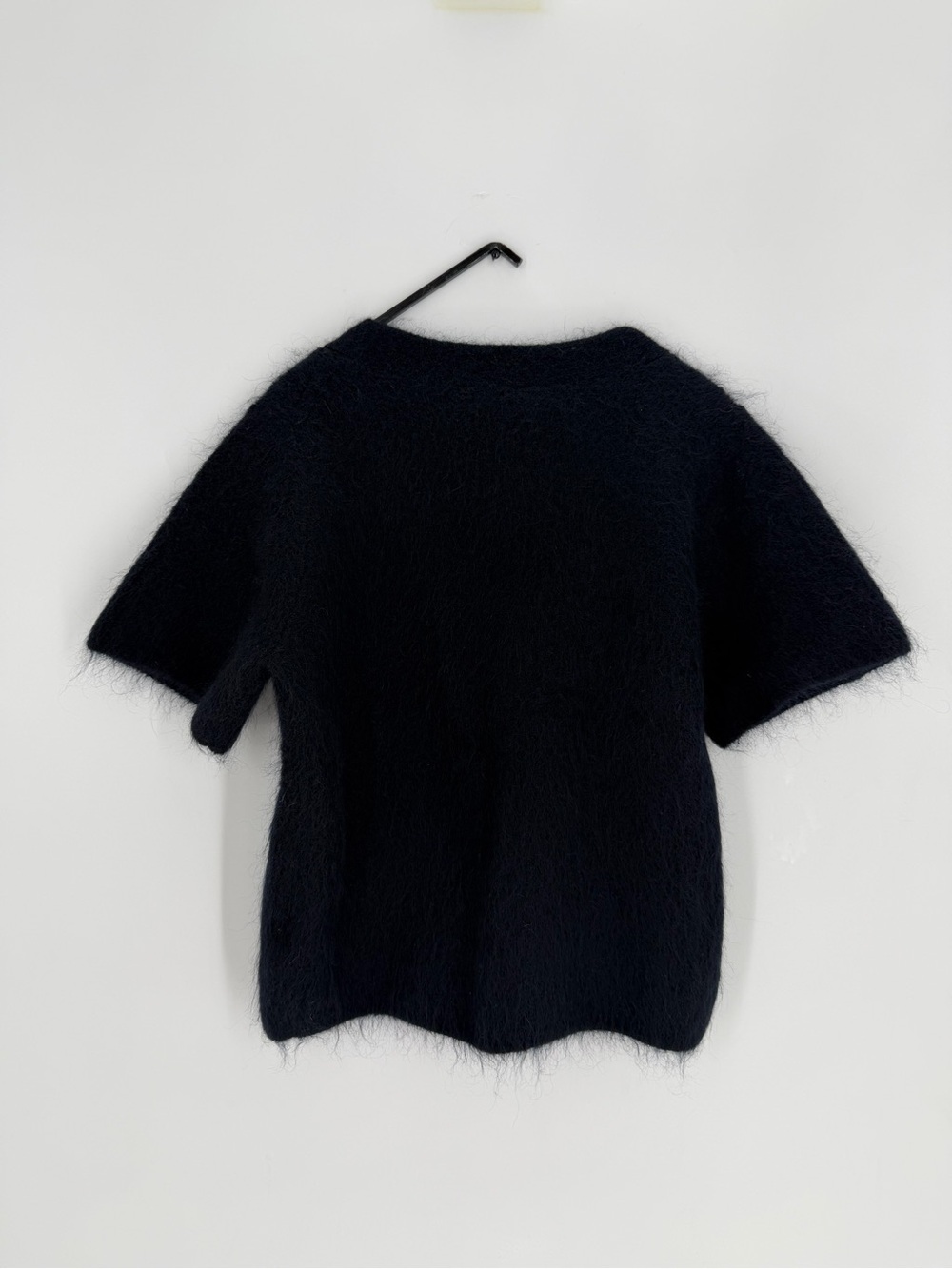 Cos Short Sleeve Mohair Blend Fuzzy Button Front Black Cardigan - Picture 6 of 6